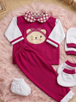 Conjunto Longo RN  com Luva e Sapatinho Agodão