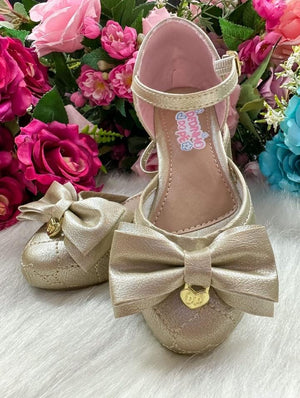 Sapatilha Daminha Dedinho do Pe Dourada Coração