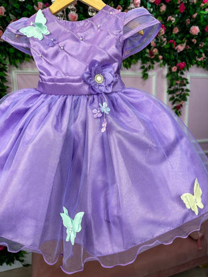 Vestido Marie Lilás Jardim Encantado Flores