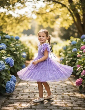 Vestido Infantil 2 Maria  De Poa  Lilás