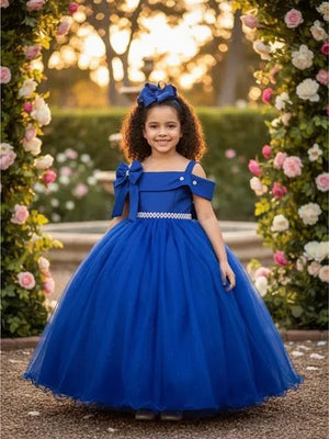 Vestido Banana Club Longo Doce Elegancia Azul Royal