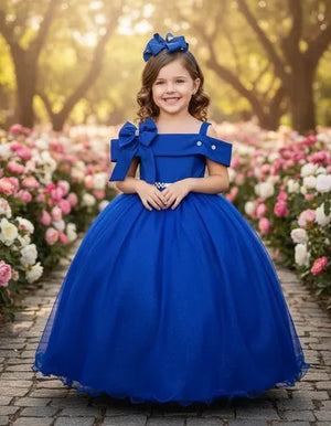 Vestido Banana Club Longo Doce Elegancia Azul Royal