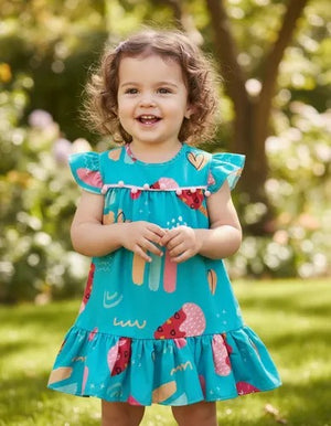 Vestido trapésio estampado para bebê