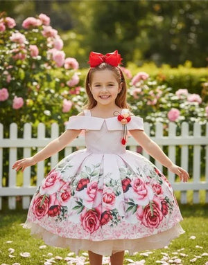 Vestido Ombro a Ombro Com Flor