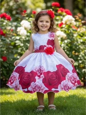 Vestido Juvenil Miss Cherry Florido Com Tiara