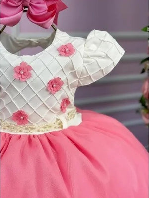 Vestido Bela Aquarela Infantil Festa Tule Curto