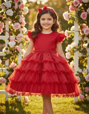 Vestido Ysa Kids Belinda Vermelho