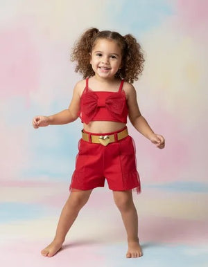 Conjunto Short Crpped com Laço Casual