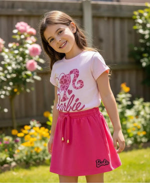Conjunto Barbie T-Shirts Algodão + saia Moletom