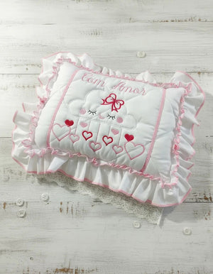 Travesseiro Infantil Bebê Retangular Bordado 35x25x3 Cm