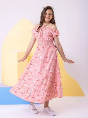 Vestido Longo Lastex Salmão