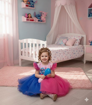 Vestido Tematicos Ysa Kids Lilo Stitch Pink e Azul com Led