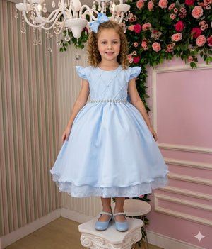 Vestido Ysa Kids Francine Azul Bebê