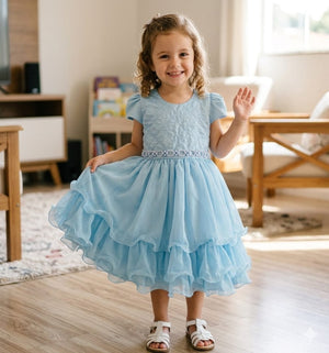 Vestido Vila Lele Alana Azul Bebe