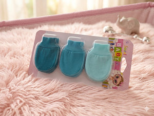 Luva de Bebê Anti-Arranhão Kit com 3 Cores Menina e Menino