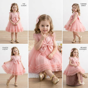 Vestido de menina verão, laço fofo estilo princesa, vestido de chiffon para festa
